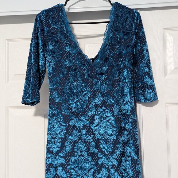 Intimately Free People Size Medium Blue Velvet Mini Dress - Picture 1 of 4
